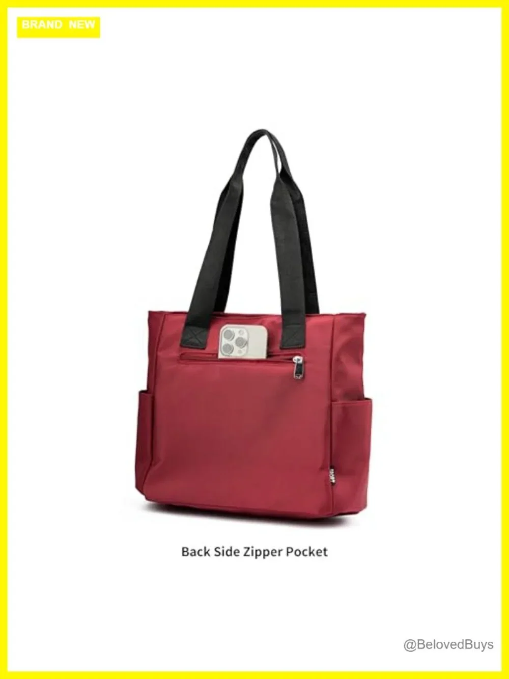 Nylon Tote Bag with Multiple Pockets Waterproof Shoulder Bag Work Travel